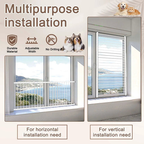 Adjustable Child Safety Window Guard Bars Keep The Kiddos Secure Interior Fall Prevention Rig White Frame for vertical and horizontal installation options.