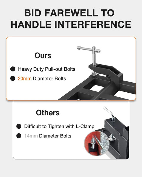 Comparison of pull-out bolt design for Clamp On Debris Forks For 48 Inch Bucket With 5 Fork Tines And Stabilizer Bar Heavy Duty Pallet Attachments