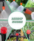Close-up of adjustable nozzles in Drip Irrigation Kit For Garden With 1/4 And 1/2 Inch Fast-Lock Tubing No-Fuss Setup