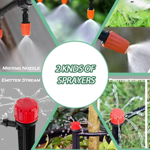 Close-up of adjustable nozzles in Drip Irrigation Kit For Garden With 1/4 And 1/2 Inch Fast-Lock Tubing No-Fuss Setup