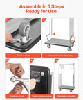 Hotel Luggage Cart With Brushed Stainless Steel Finish assembly steps including attaching wheels and frame