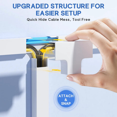 Hand attaching 315 Inch Paintable Cord Hider Kit Cable Raceway For Wall Mount TV White Includes 20 Cord Covers 15 Couplings