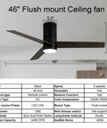 Flush Mount Ceiling Fan With Lights No Fuss Remote Control For Low Ceilings 46 Inch Modern Black Ceiling Fan in room setting