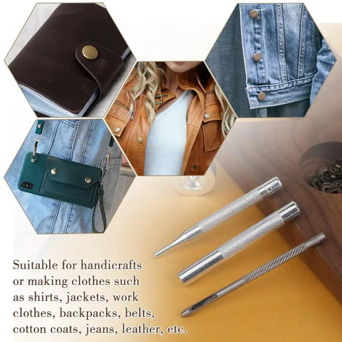 Leather Snap Fasteners Kit With 50 Sets 10mm Bronze Metal Snaps And 4 Installation Tools for sewing clothes, jackets, belts