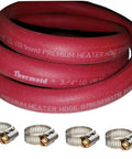 Six Foot Long Three Quarter Inch Inner Diameter Red EPDM Heater Hose Bundle With Four Twelve Breeze Clamps For Cars Trucks Tractors