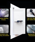 Heavy Duty Drywall Access Panel With Keyed Cylinder Lock, showing key lock, waterproof finish, and precision welding features.