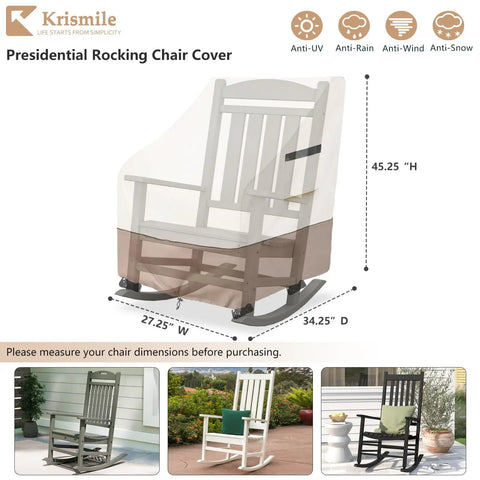 Outdoor Rocking Chair Cover 2 Pack Heavy Duty Waterproof Patio Cover For 27 W 34 D 45 H Presidential Rocking Chair Beige