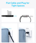 12 In 1 Power Strip With 900J Surge Protector And 35W Max Charging, 2 USB C Ports, 2 USB A Ports, And 8 AC Outlets For Home Office, Desk, And Travel Setups flat plug and cable for tight spaces