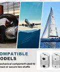 Image showing uses for Beefed Up 2 Pack Flexible Shaft Couplings For 5 To 6mm Shafts, with cars, airplanes, and boats, alongside the couplers.