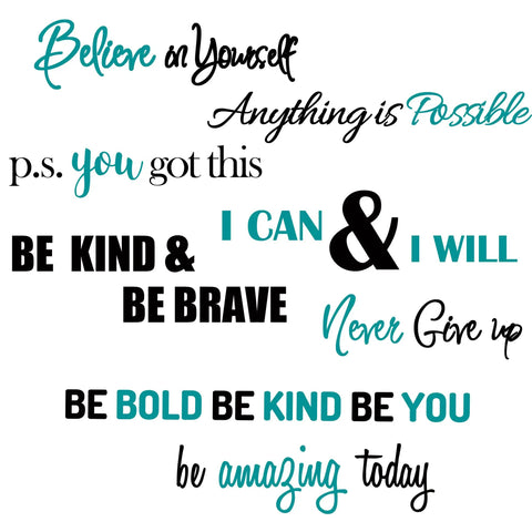 Eight Styles Motivational Wall Decals Set With Inspirational Quotes Believe in Yourself I Can I Will Wall Art