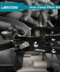 LIBRATON hose clamp pliers set, 2-piece with swivel jaws, black metal for automotive use