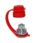 10,000 PSI High Pressure One Quarter Inch Male Hydraulic Quick Coupler with red dust cover, side view
