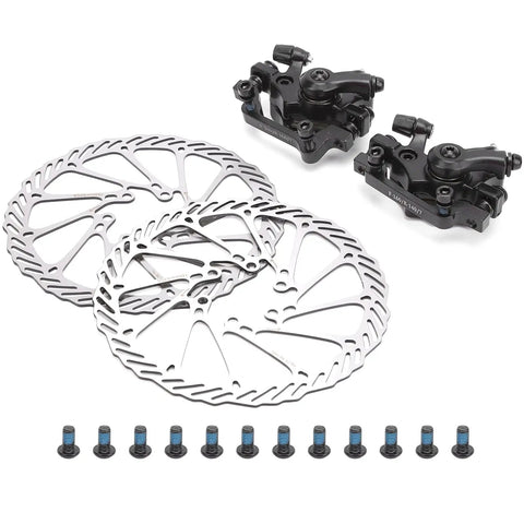 Universal Mechanical Disc Brake Caliper Pair For Front And Rear Mountain Road Bikes Tough As Nails Aluminum Frame with rotors and bolts