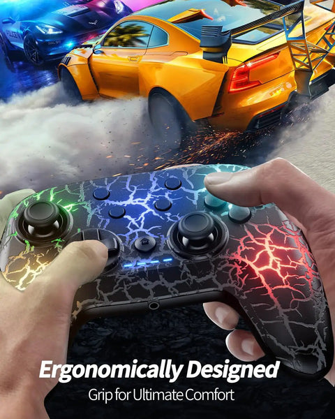 Two Pack Wireless Switch Controller Set For Switch, Switch Lite, OLED And PC With 1000mAh Battery, Lit Nine Color LED Glow
