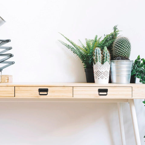 Modern desk with flowers featuring heavy duty spring loaded surface mount folding handles with stainless steel construction and comfortable rubber grips set of 2 for tool chests tool boxes cabinets trunks crates storage boxes and cases black.