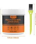 Multi-purpose white lithium grease jar (100 g/3.52 oz) with yellow brush