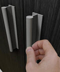 Peel And Stick Finger Pull Handles For Kitchen Drawers Zero Drill Installation Hassle Free Screwless Cabinet Knobs in use on wooden cabinet.