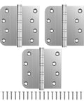 3 pack of 4x4 inch door hinges with ball bearing, built to last, stainless steel, brushed nickel finish, square and 5/8 inch radius corners