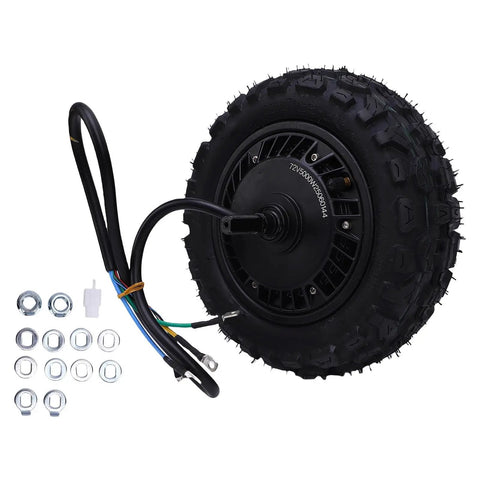 Beefy 11 Inch 5000W Brushless Hub Motor For Electric Scooters And Bikes with dual Hall sensors and IPX6 waterproofing
