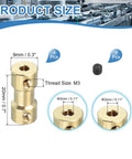 Brass shaft coupling joint 3mm to 3mm, 4-piece set with M3 screws for RC cars/airplanes.