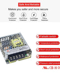 Rock Solid 24V Switching Power Supply 36W 1.5A with protective features for safety and reliability.
