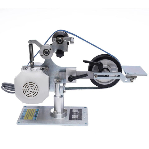 Straight Up Heavy Duty 1X30 Belt Sander Bench Grinder Featuring Brushless Motor And Stepless Speed Control side view showing drive and belt.