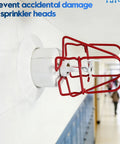 Rock Solid 10 Pack Red Fire Sprinkler Head Guards With Double Hook Mounting to Block Vandalism installed on wall.