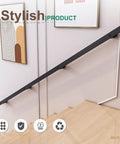Rock Solid Wrought Iron Stair Railing Black Handrail For Staircase With Concealed Screw Mounts For Sleek Setup on staircase.