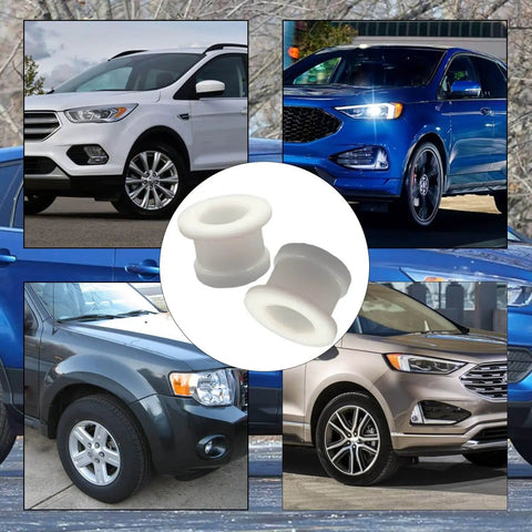 Collage featuring 2 Pack Shifter Cable Bushing Kit for Ford Edge 2012-2020 with various compatible Ford vehicle models shown.