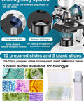 Trinocular Compound Microscope 40X-5000X Magnification For Adults With Dual Mechanical Stage And HD USB Camera Pro Grade Stereo Microscope With Wide Field Eyepieces Digital Eyepiece And Precision Optics For Research And Education, dual LED lighting and slide set