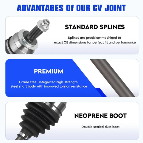 Subaru Forester Front CV Axle Shaft Assembly Left or Right Replacement for 2014-2018 2.0L 2.5L Models, Driver and Passenger Side, 66-7568, 27 Spline, 31.78 Inch Length, steel CV joint and neoprene boot