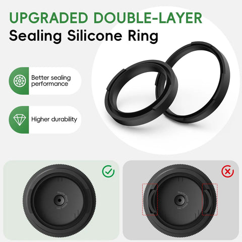 Electric Mason Jar Vacuum Sealer Kit with LED Display silicone ring detail for wide and regular mouth jars