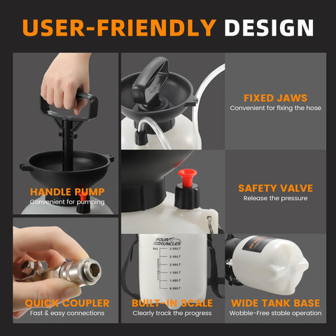 3L Manual Transmission Fluid Transfer Pump Kit With ATF Adapters For Automotive, showing pump handle, hose, and adapter features.