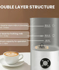 4 In 1 Milk Frother And Steamer With 10 6 Oz Capacity Electric Foam Maker, silver design, ceramic lined interior