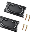 Two Pack Vintage Drawer Ring Pulls 3.78 Inch Black Zinc Alloy Cabinet Handles with Mounting Screws, 96x52mm Size