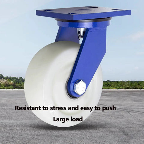Close-up of nylon Heavy Duty Industrial Caster Wheels Set Of 4 For 4in 5in 6in 8in Carts And Furniture Dual Locking Nylon Plate Smooth