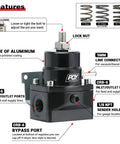Adjustable Fuel Pressure Regulator Kit 3 to 70 PSI For EFI Systems With 6AN Return and 6AN Feed Ports AN6-6AN Connectors