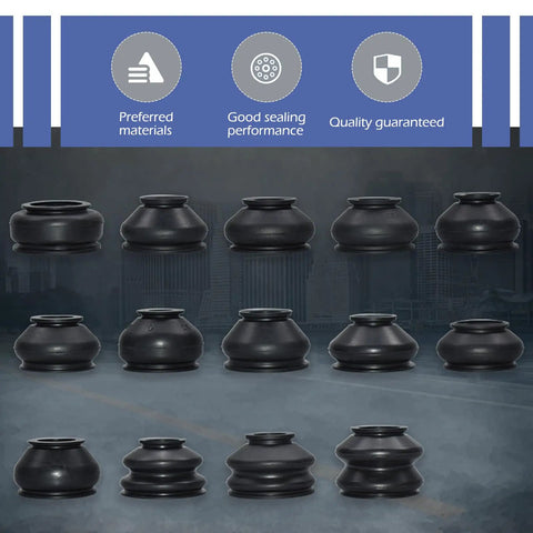14 Piece Tie Rod End Boots Kit Ball Joint Rubber Dust Covers For Universal Suspension And Steering Replacement For Most Cars Black