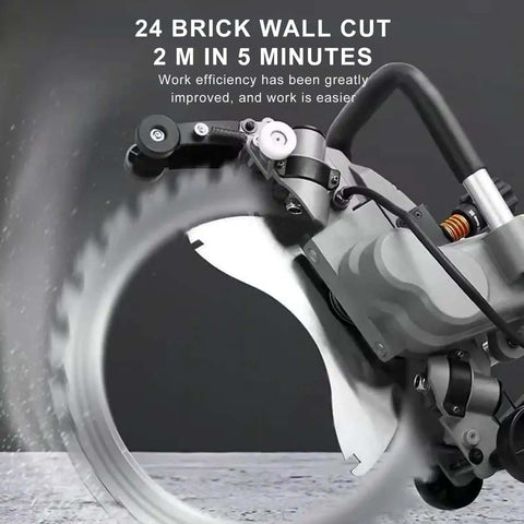 Professional Grade 8000W Brushless Concrete Wall Cutting Saw With 29Cm And 39Cm Blades cutting through brick wall.
