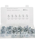 Plastic case with 80Pcs T Nuts Threaded Inserts Pronged Tee Nuts Set Built Tough Galvanized Carbon Steel Rustproof Fasteners