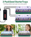 Two Pack 60 Cell Seed Starter Tray Kit With Grow Lights Timer Vented Lids Transplant Tools And Labels Complete Indoor Greenhouse