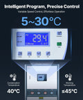 Intelligent touch screen of Hardcore Industrial Air Cooled Water Chiller With Dual High Output Compressors And A Massive Fifty Three Gallon Tank.