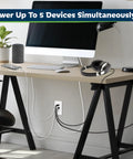 Desk setup with Three Port USB Wall Outlet With Type C And Two USB A Ports No Fuss 5.8A Total 29W 15 Amp Tamper Resistant Receptacle UL Listed