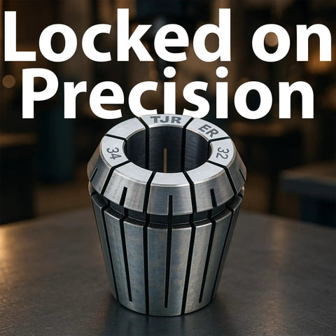 ER32 Collet for CNC Milling and Machining, Three Quarters Inch Precision Toolholder displayed on a workbench
