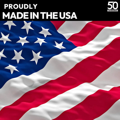 American flag with text 'Proudly Made in the USA', showing origin of Interlocking Four-Piece Tire Lever Set For Road, MTB, Gravel And BMX Bikes.
