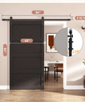Sliding Barn Door 42x84 Inch Four Panel Black Wave Shape Barn Door With Hardware Kit Included, Pre Drilled Holes For Easy Assembly
