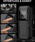 Cordless Tire Inflator Portable Air Compressor With Autostop 150 PSI 12V DC Car Tire Pump showing operation instructions