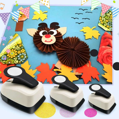 Circle Hole Punch Set For Crafts, Three Circle Punches One Inch Five Eighths Inch And Three Eighths Inch for paper crafts with colorful design