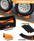 Premium Camper Leveler Kit With Curved RV Levelers, Wheel Chocks, Rubber Mats, and Carry Bag for Stability