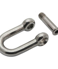 BoatTector Stainless Steel D Shackle With No-Snag Pin 5/16 Inch, 2 Pack For Marine Use, Heavy Duty 316 Stainless, Corrosion Resistant, WLL 1300 Lbs